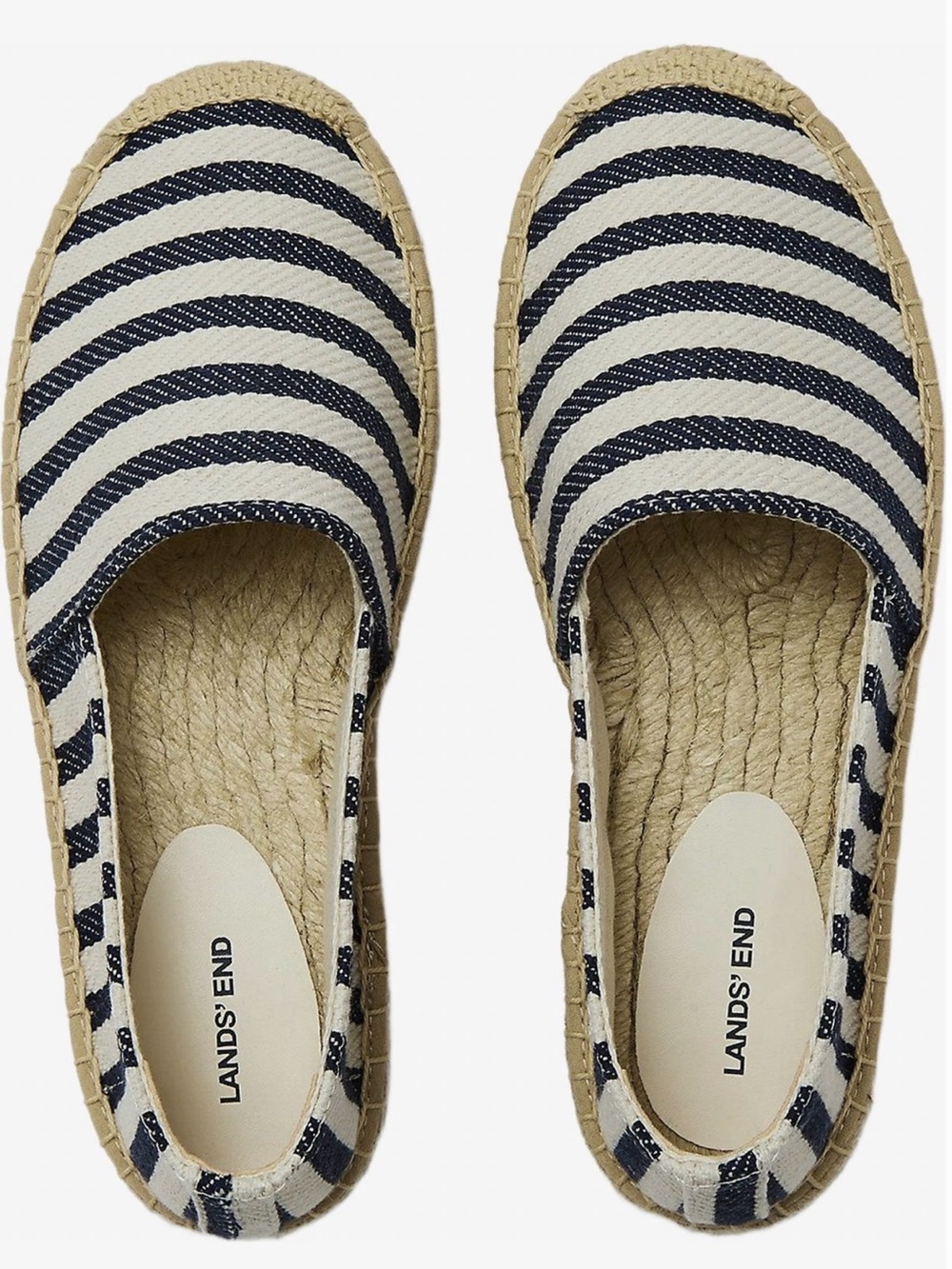Land’s End Espadrille Women’s 11 Flat Breton Navy Stripe classic preppy NEW
